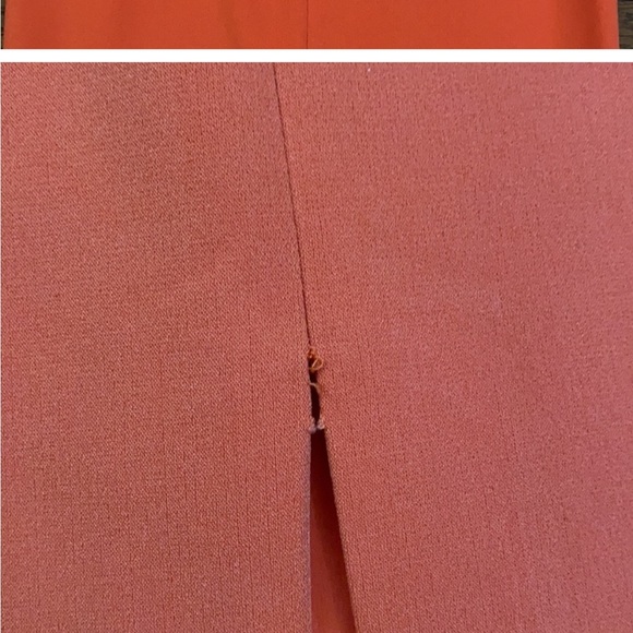 Alice + Olivia Cap Sleeve Sheath Lined Cocktail Dress Kick Pleat Fitted Orange 2 - Picture 6 of 6